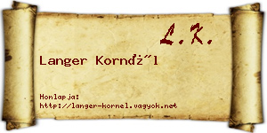 Langer Kornél névjegykártya